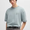 HUGO BOSS T-Shirts>T-shirt De Algodão Elástico Com Logótipo Sobreposto E Punhos Canelados