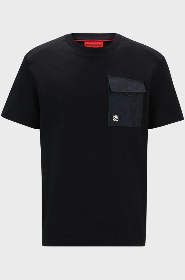 HUGO BOSS T-Shirts>T-shirt De Algodão Interlock Com Rebordos Com Estampado Animal