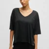 MULHER HUGO BOSS Pijamas E Loungewear>T-shirt De Gola Em V De Ajuste Descontraído Em Jersey Elástico