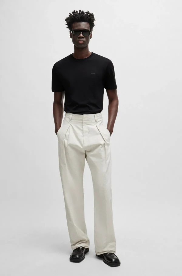 HUGO BOSS T-Shirts>T-shirt De Jersey De Algodão Com Logótipo Em Borracha