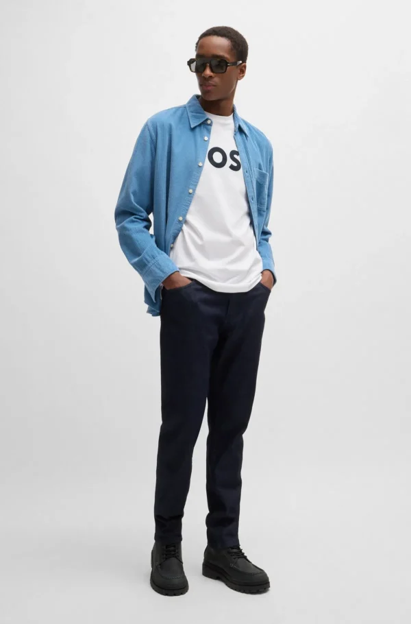 HUGO BOSS T-Shirts>T-shirt De Jersey De Algodão Com Logótipo Em Borracha