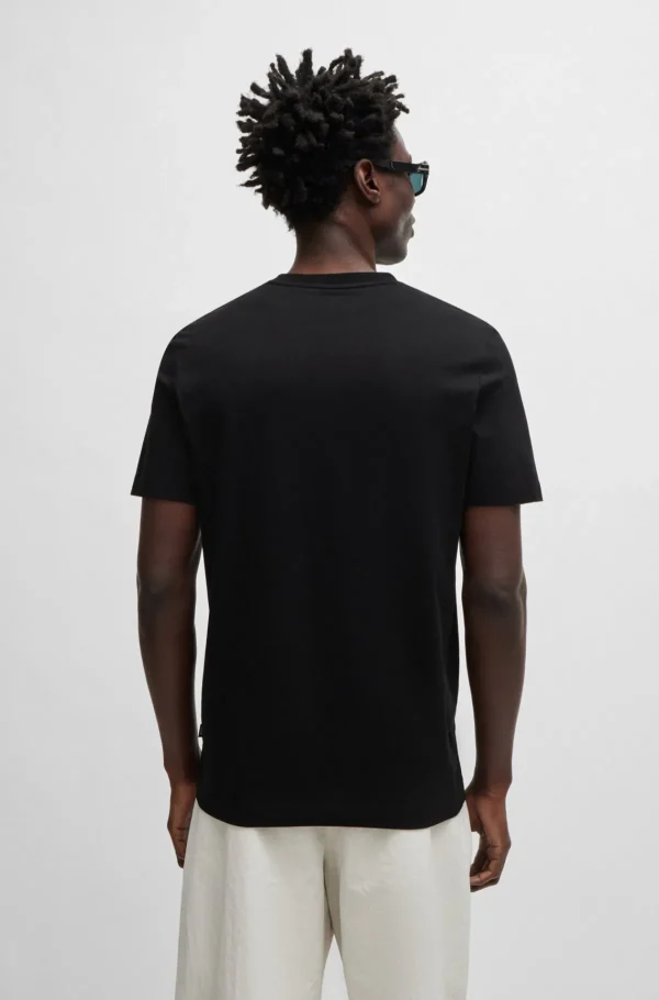 HUGO BOSS T-Shirts>T-shirt De Jersey De Algodão Com Logótipo Em Borracha