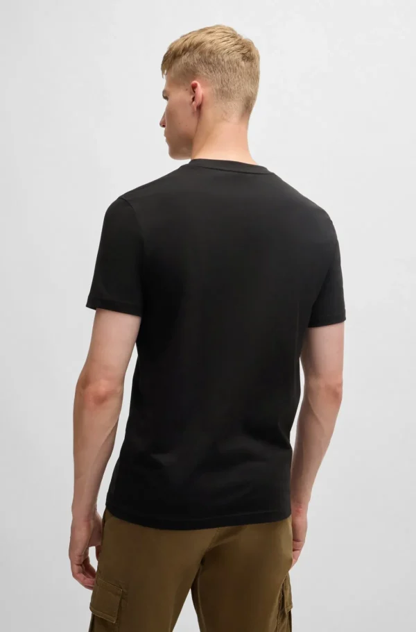 HUGO BOSS T-Shirts>T-shirt De Jersey De Algodão Com Logótipo Em Borracha