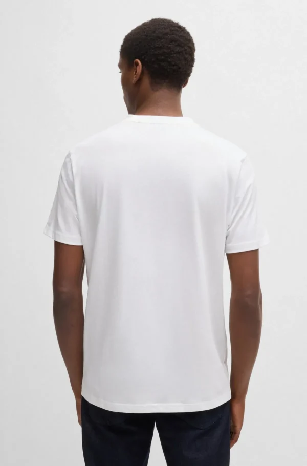 HUGO BOSS T-Shirts>T-shirt De Jersey De Algodão Com Logótipo Em Borracha