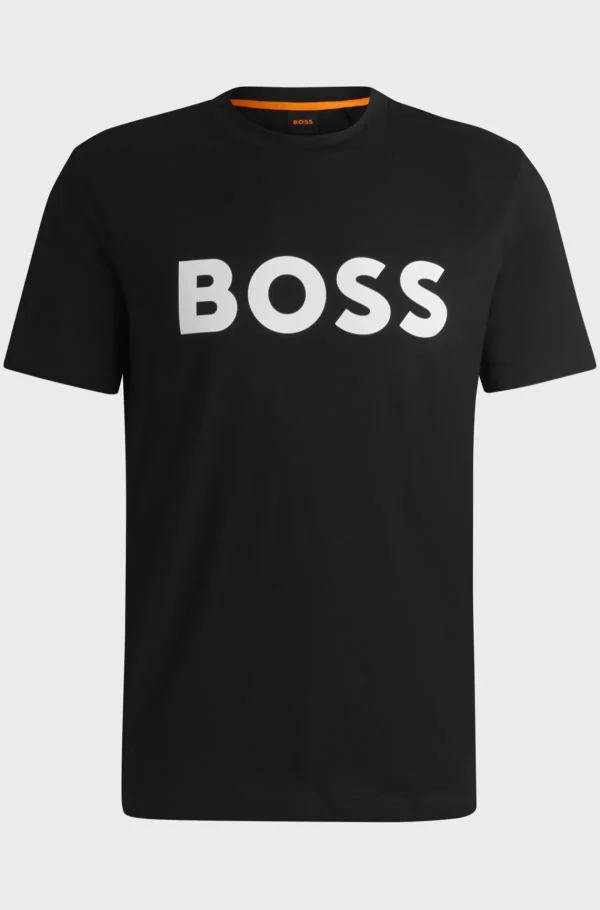 HUGO BOSS T-Shirts>T-shirt De Jersey De Algodão Com Logótipo Em Borracha