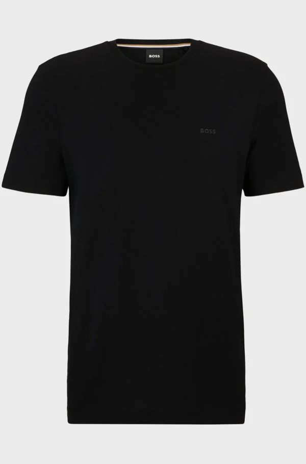HUGO BOSS T-Shirts>T-shirt De Jersey De Algodão Com Logótipo Em Borracha