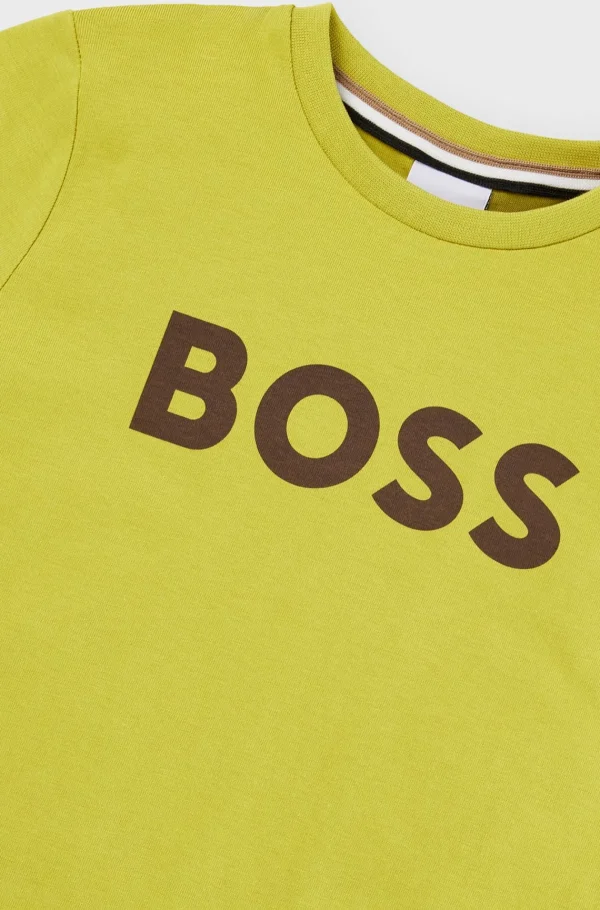 Crianças HUGO BOSS Júniores (Idades 4-14)>T-shirt De Manga Comprida Para Criança Em Algodão Com Estampado De Logótipo