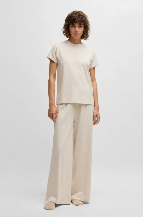 MULHER HUGO BOSS Pijamas E Loungewear>T-shirt De Pijama Em Modal Elástico Com Logótipo Estampado
