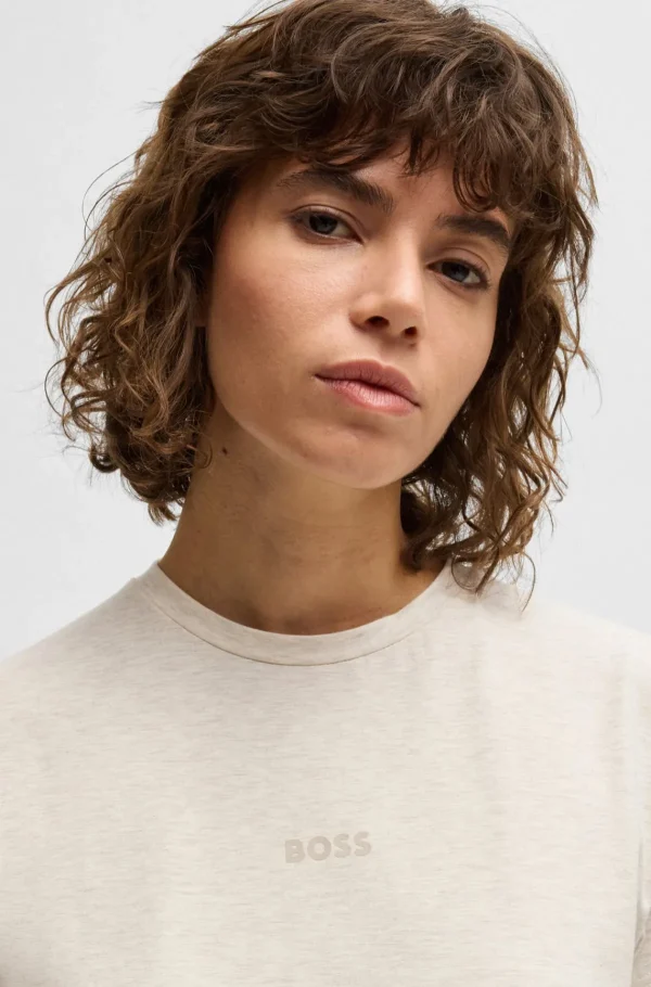 MULHER HUGO BOSS Pijamas E Loungewear>T-shirt De Pijama Em Modal Elástico Com Logótipo Estampado