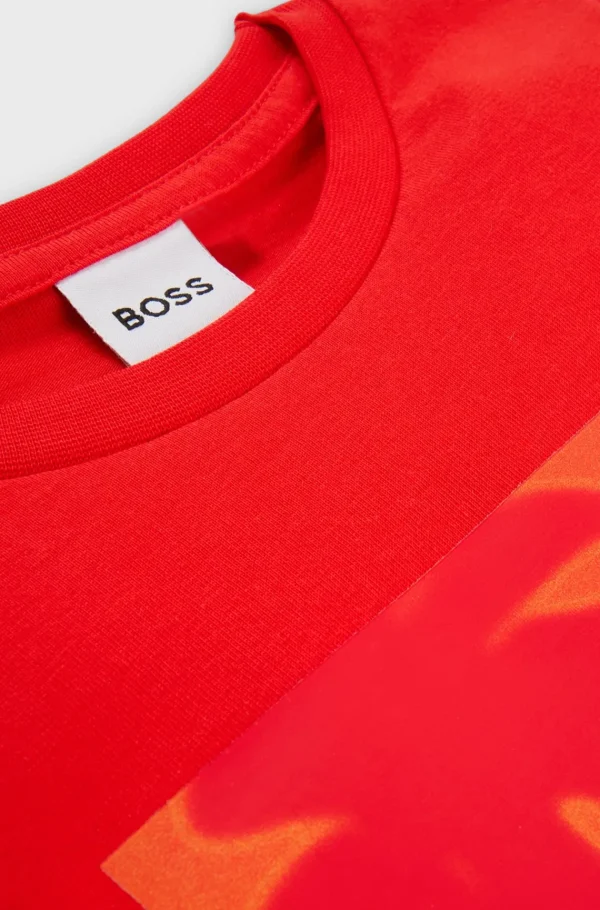 Crianças HUGO BOSS Júniores (Idades 4-14)>T-shirt Em Algodão Com Arte Com Logótipo Para Criança