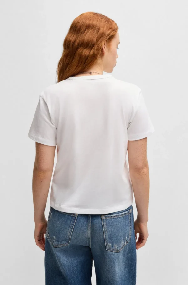 MULHER HUGO BOSS T-Shirts E Tops>T-shirt Em Algodão Com Estampado Gráfico Sazonal