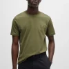 HUGO BOSS T-Shirts>T-shirt Em Jersey De Algodão Com Emblema De Logótipo