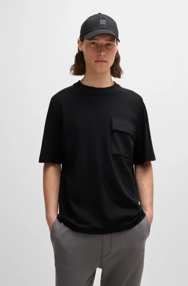 HUGO BOSS T-Shirts>T-shirt Em Jersey De Algodão Com Bolso Cargo Da Marca