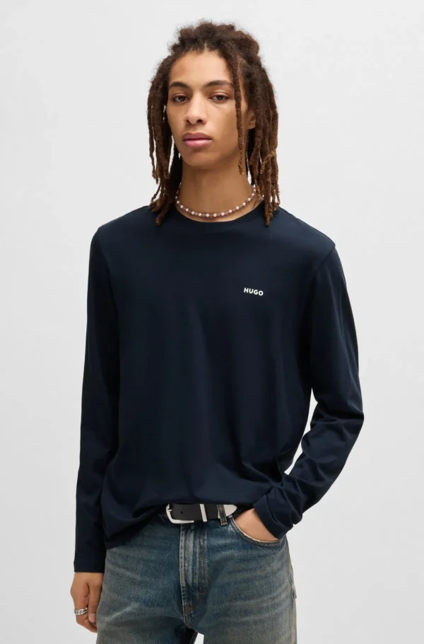 HUGO BOSS T-Shirts>T-shirt Em Jersey De Algodão Com Logótipo Estampado