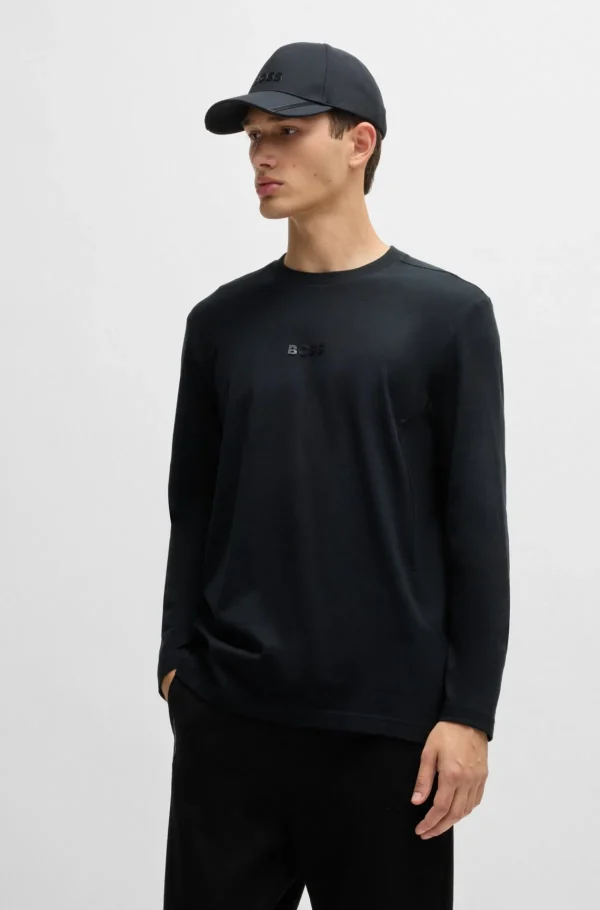 HUGO BOSS T-Shirts>T-shirt Em Jersey De Algodão Com Logótipo De Efeito Espelhado