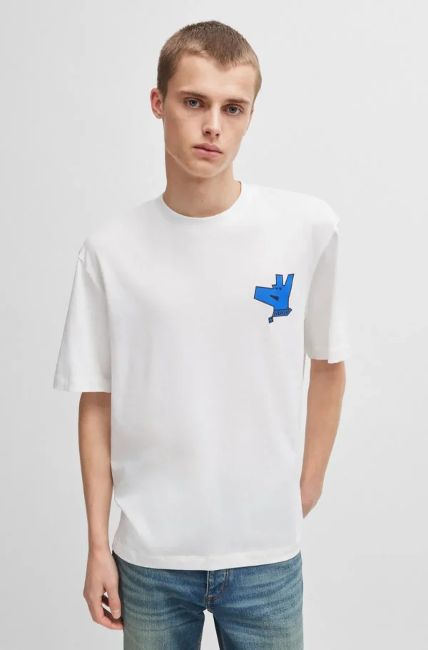 HUGO BOSS T-Shirts>T-shirt Em Jersey De Algodão Com Logótipo Sazonal E Gola Redonda