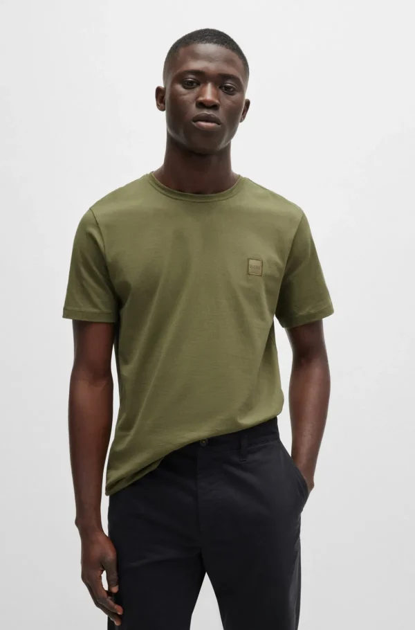 HUGO BOSS T-Shirts>T-shirt Em Jersey De Algodão Com Emblema De Logótipo