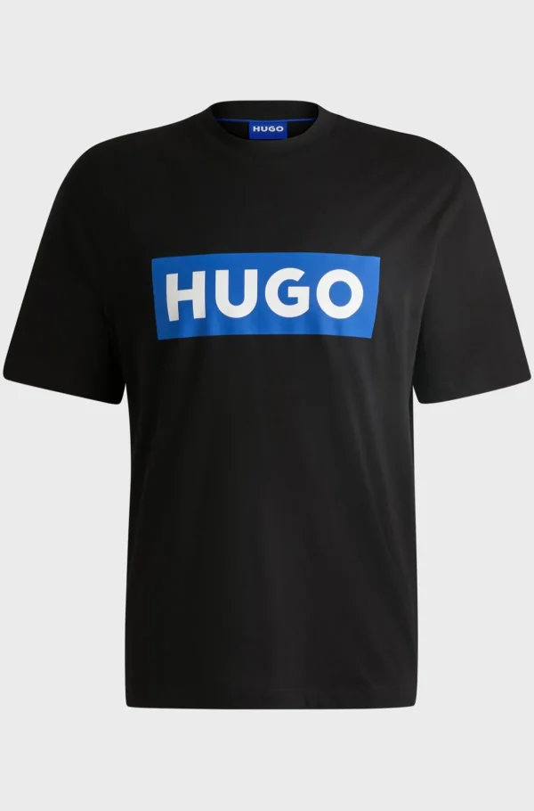 MULHER HUGO BOSS T-Shirts E Tops>T-shirt Em Jersey De Algodão Com Logótipo Azul