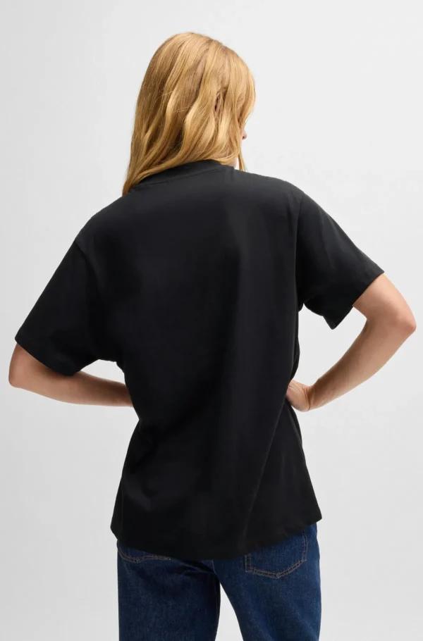 MULHER HUGO BOSS T-Shirts E Tops>T-shirt Em Jersey De Algodão Com Emblema Com Logótipo