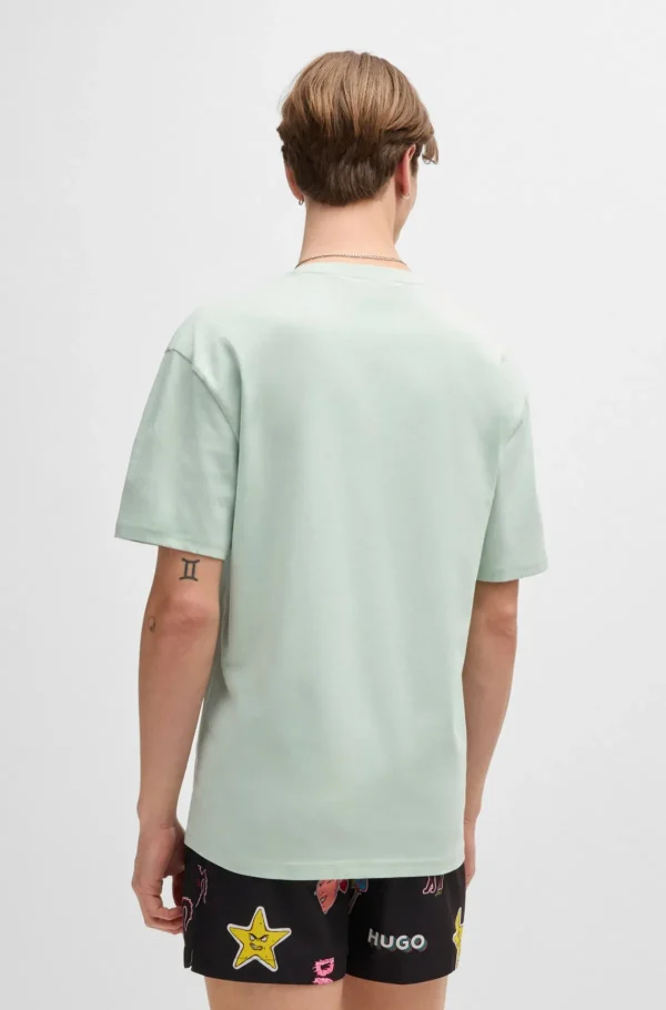 HUGO BOSS Roupa De Praia>T-shirt Em Jersey De Algodão Com Proteção UV SPF 50+