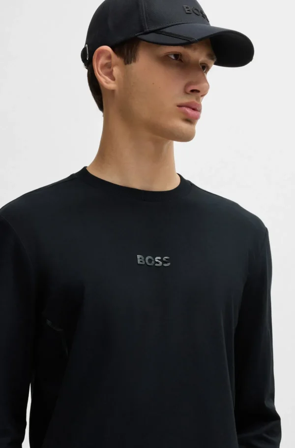 HUGO BOSS T-Shirts>T-shirt Em Jersey De Algodão Com Logótipo De Efeito Espelhado