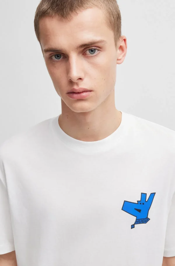 HUGO BOSS T-Shirts>T-shirt Em Jersey De Algodão Com Logótipo Sazonal E Gola Redonda