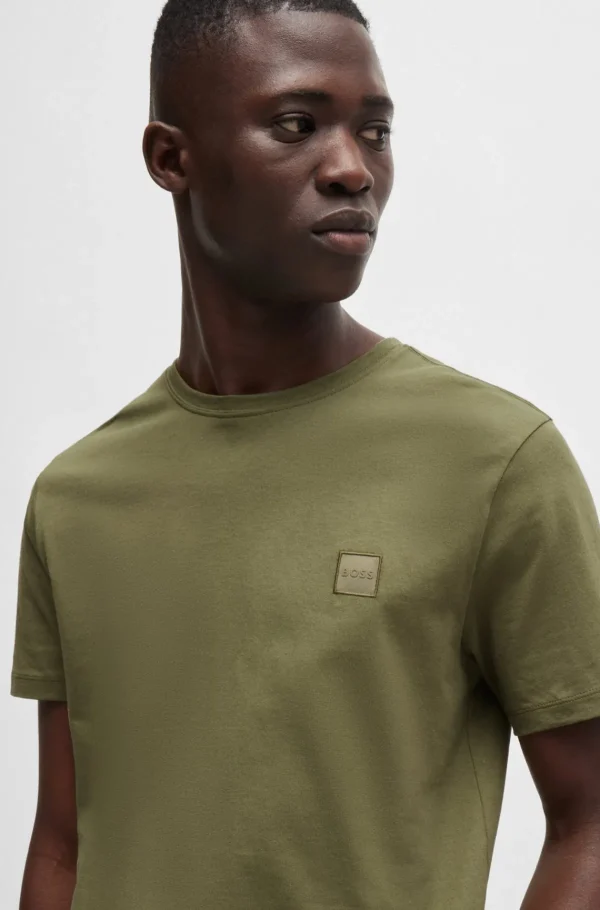 HUGO BOSS T-Shirts>T-shirt Em Jersey De Algodão Com Emblema De Logótipo