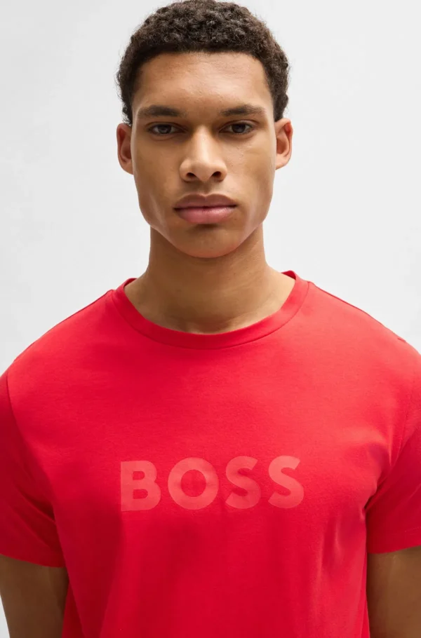 HUGO BOSS Roupa De Praia>T-shirt Em Jersey De Algodão De Ajuste Regular E Proteção UV FPS 50+