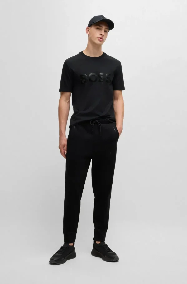 HUGO BOSS T-Shirts>T-shirt Em Jersey De Algodão Com Logótipo De Efeito Espelhado Estampado