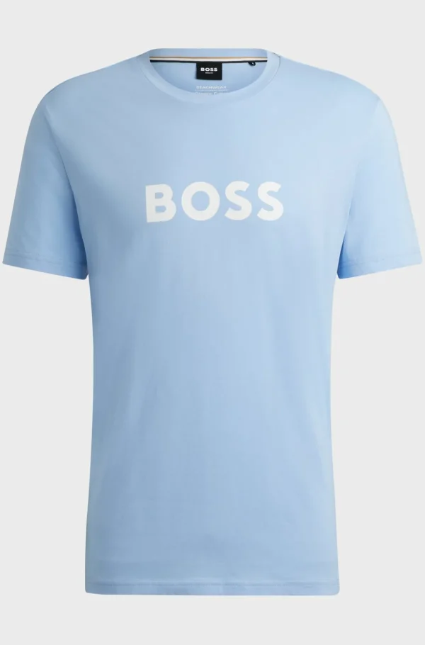 HUGO BOSS Fatos De Banho>T-shirt Em Jersey De Algodão De Ajuste Regular E Proteção UV FPS 50+