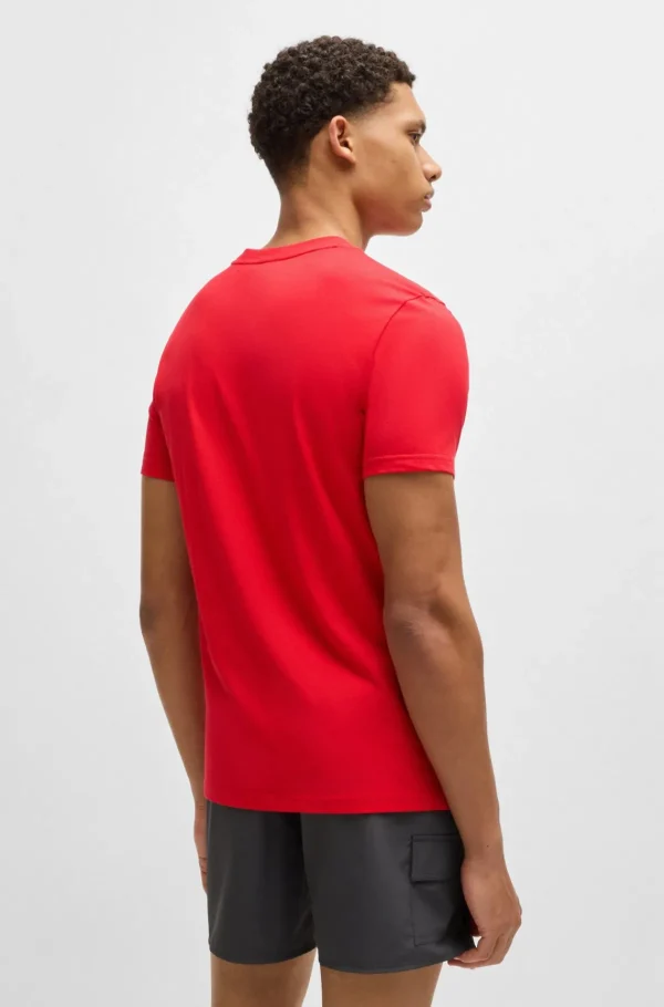 HUGO BOSS Roupa De Praia>T-shirt Em Jersey De Algodão De Ajuste Regular E Proteção UV FPS 50+