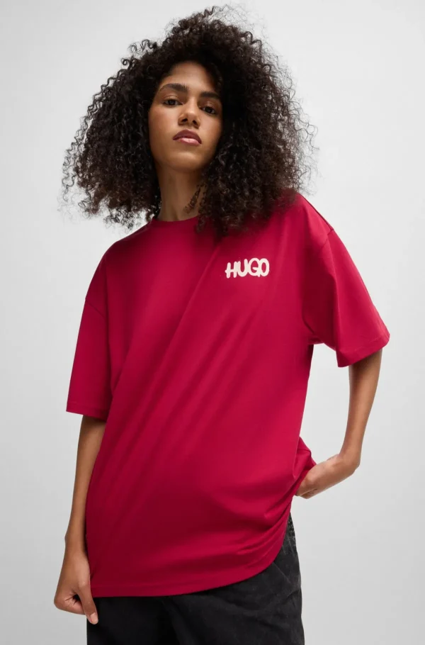 MULHER HUGO BOSS T-Shirts E Tops>T-shirt Em Jersey De Algodão Com Logótipo