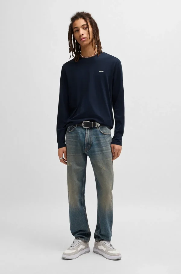 HUGO BOSS T-Shirts>T-shirt Em Jersey De Algodão Com Logótipo Estampado