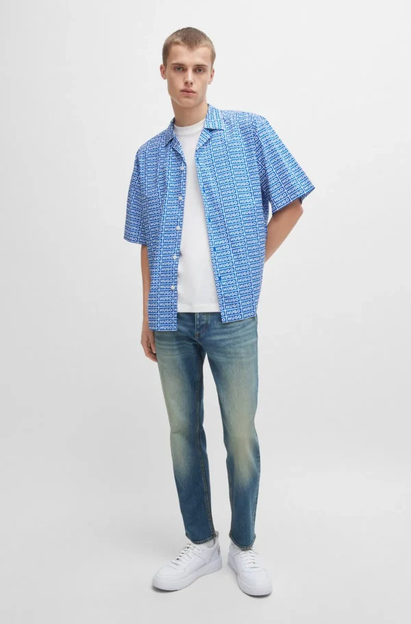 HUGO BOSS T-Shirts>T-shirt Em Jersey De Algodão Com Logótipo Sazonal E Gola Redonda