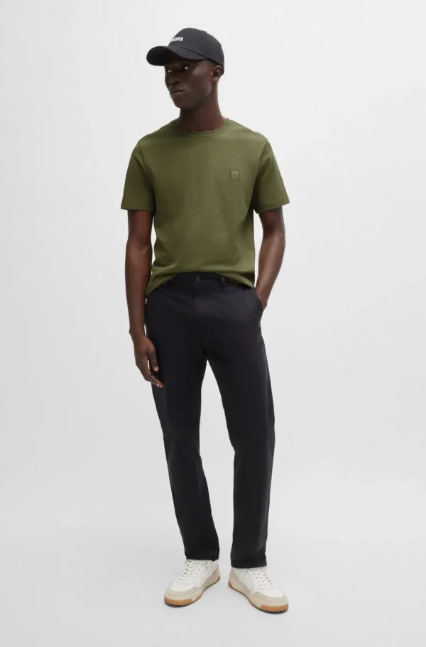HUGO BOSS T-Shirts>T-shirt Em Jersey De Algodão Com Emblema De Logótipo