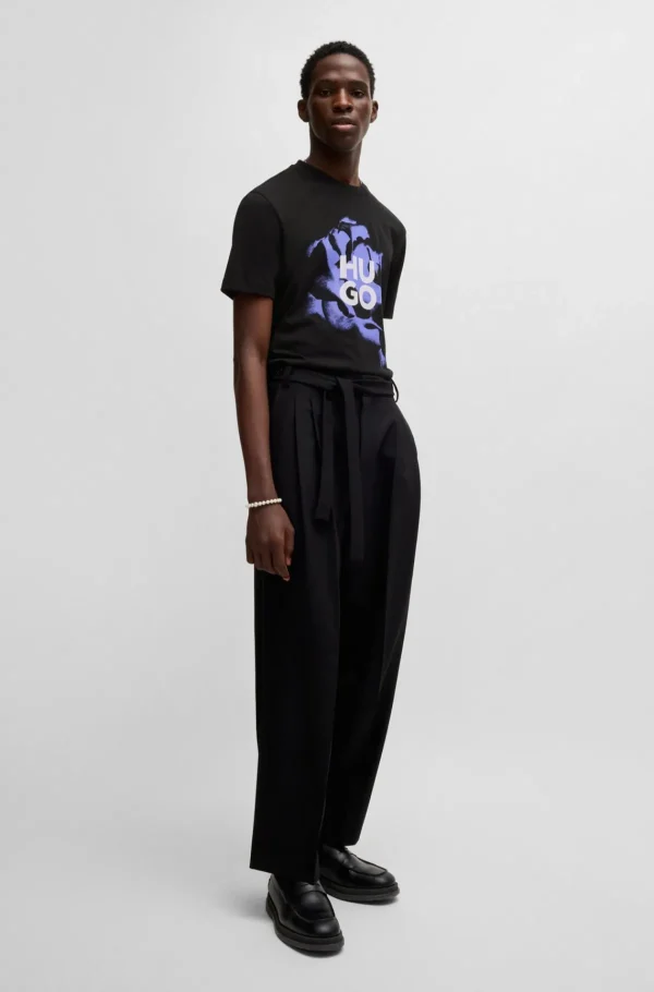 HUGO BOSS T-Shirts>T-shirt Em Jersey De Algodão Com Arte E Logótipo