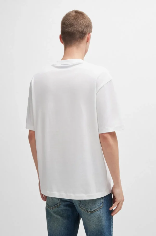 HUGO BOSS T-Shirts>T-shirt Em Jersey De Algodão Com Logótipo Sazonal E Gola Redonda