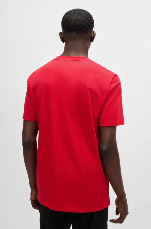 HUGO BOSS T-Shirts>T-shirt Em Jersey De Algodão, Com Logótipo Sobreposto Estampado
