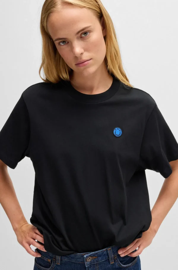 MULHER HUGO BOSS T-Shirts E Tops>T-shirt Em Jersey De Algodão Com Emblema Com Logótipo