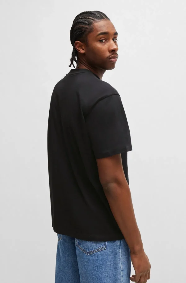 MULHER HUGO BOSS T-Shirts E Tops>T-shirt Em Jersey De Algodão Com Logótipo Azul