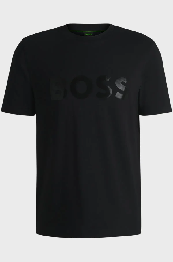 HUGO BOSS T-Shirts>T-shirt Em Jersey De Algodão Com Logótipo De Efeito Espelhado Estampado