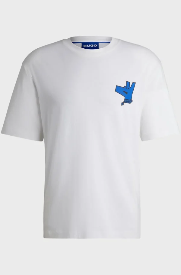 HUGO BOSS T-Shirts>T-shirt Em Jersey De Algodão Com Logótipo Sazonal E Gola Redonda