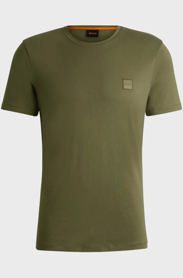 HUGO BOSS T-Shirts>T-shirt Em Jersey De Algodão Com Emblema De Logótipo