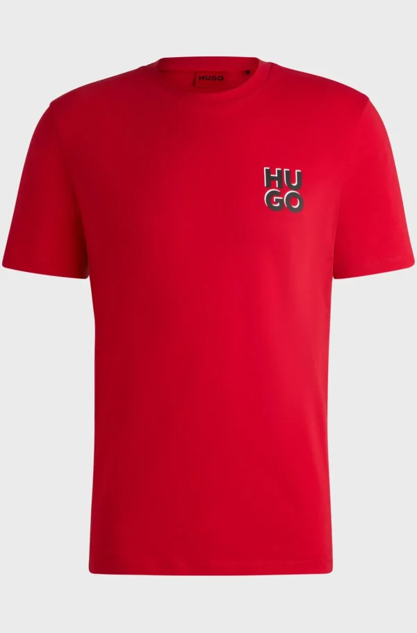 HUGO BOSS T-Shirts>T-shirt Em Jersey De Algodão, Com Logótipo Sobreposto Estampado