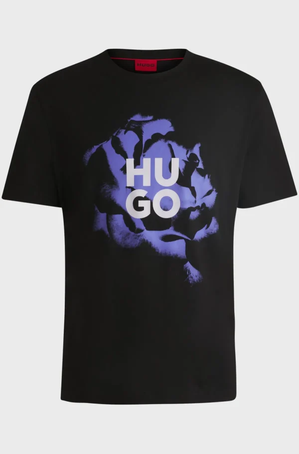 HUGO BOSS T-Shirts>T-shirt Em Jersey De Algodão Com Arte E Logótipo