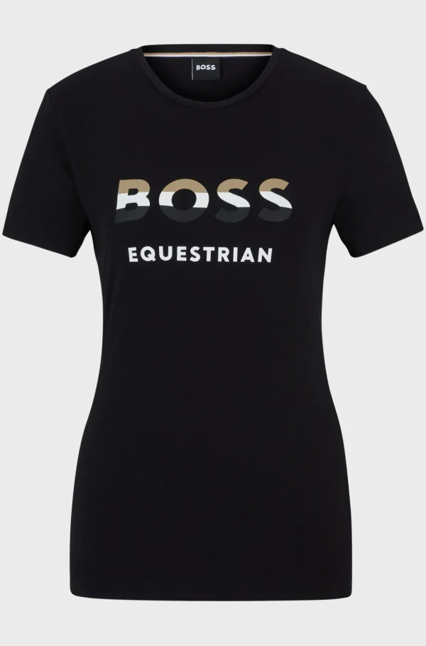 MULHER HUGO BOSS Roupa De Equitação>T-shirt Equestre De Algodão Elástico Com Detalhes De Logótipo
