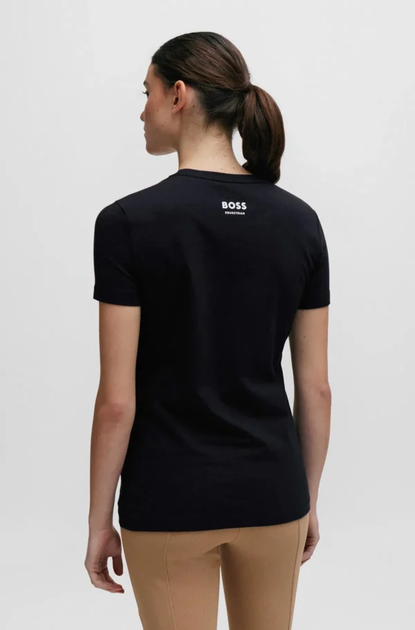 MULHER HUGO BOSS Roupa De Equitação>T-shirt Equestre De Algodão Elástico Com Detalhes De Logótipo