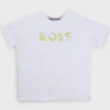 Crianças HUGO BOSS Partes De Cima Para Rapariga>T-shirt Para Criança Em Algodão Elástico Com Logótipo Estampado Brilhante