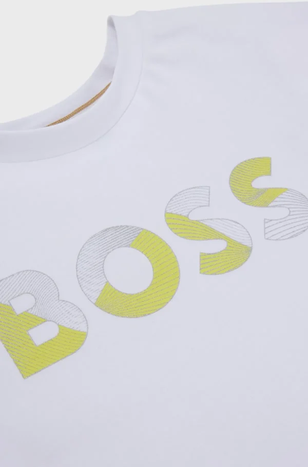 Crianças HUGO BOSS Partes De Cima Para Rapariga>T-shirt Para Criança Em Algodão Elástico Com Logótipo Estampado Brilhante