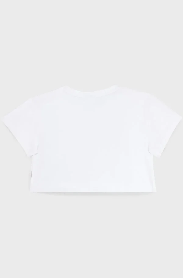 Crianças HUGO BOSS Partes De Cima Para Rapariga>T-shirt Para Criança Em Algodão Elástico Com Logótipo Metálico Estampado
